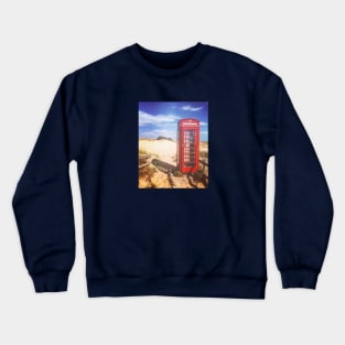 Red phone box on the beach Crewneck Sweatshirt